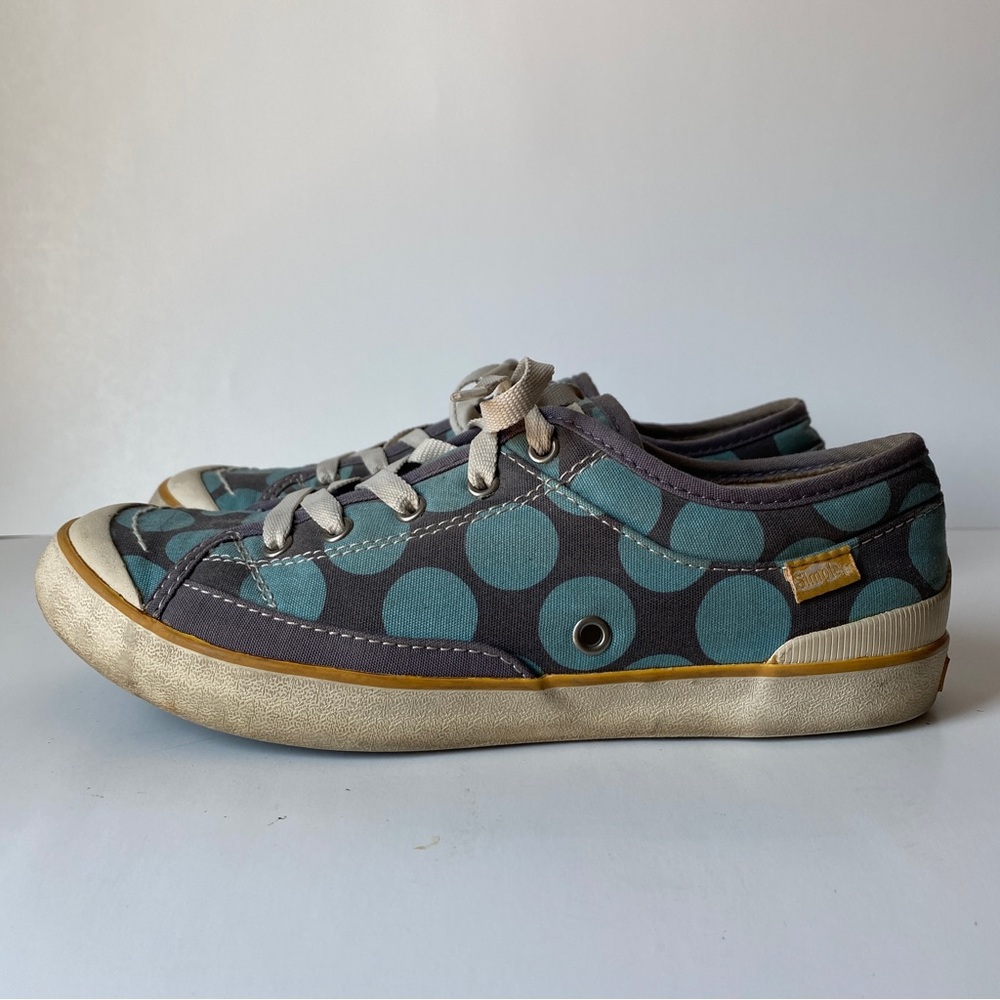 Simple Sneakers, Blue Polka Dots Cotton Print